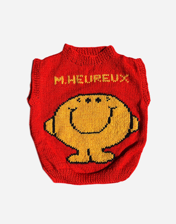 PULL SANS MANCHES MR HEUREUX - ROUGE - 2 ANS
