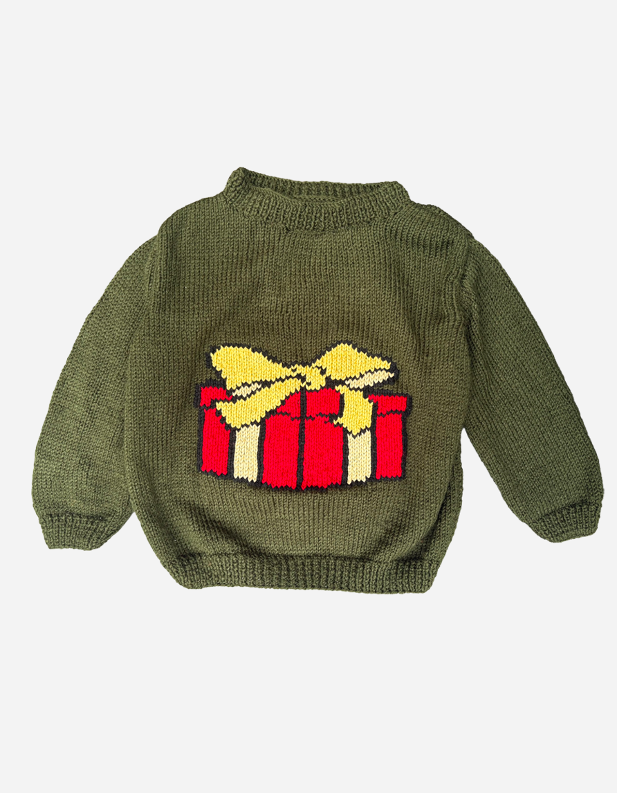 PULL VERT FONCÉ CADEAU 4 ANS