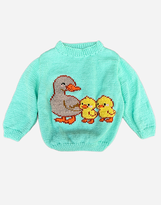 PULL RÉGINE POUSSINS TURQUOISE 4 ANS