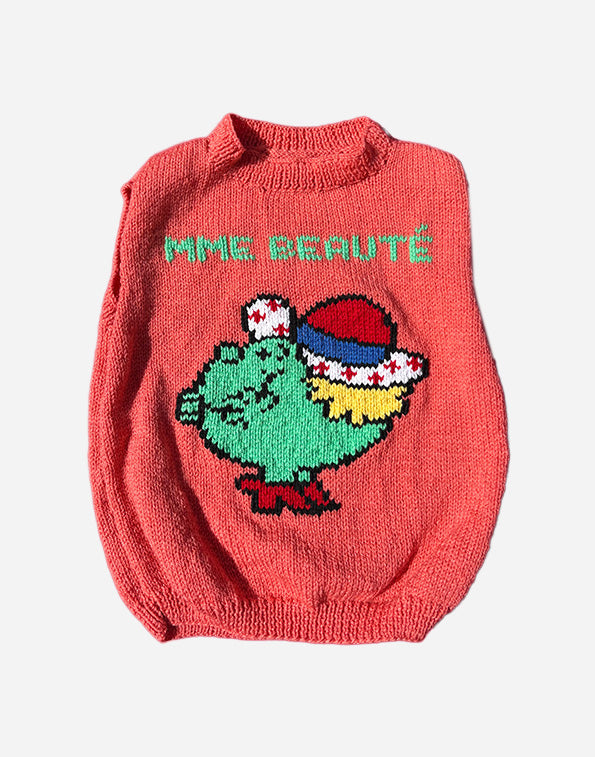 PULL SANS MANCHES MME BEAUTÉ - ORANGE - 6 ANS