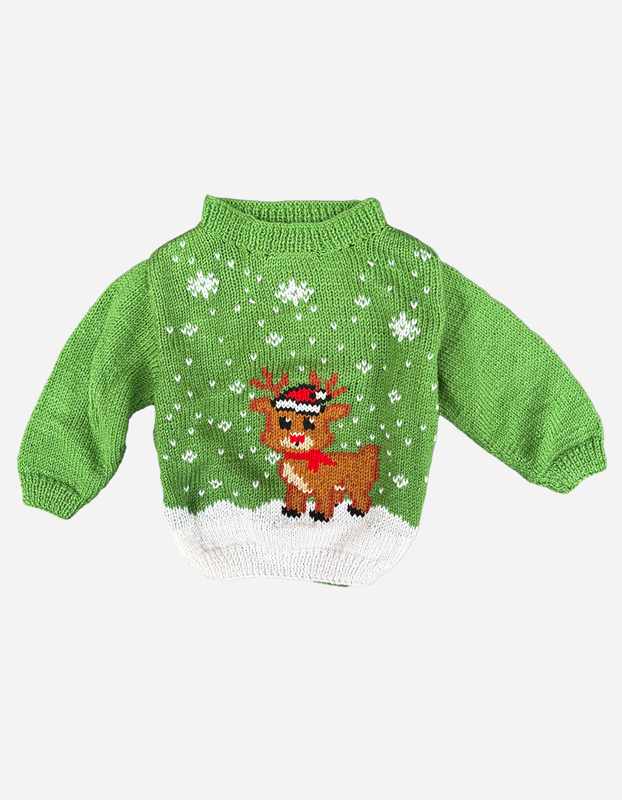 PULL VERT RENNE 2 ANS