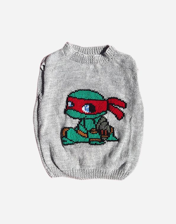 PULL SANS MANCHES GRIS/ROUGE - 6 ANS