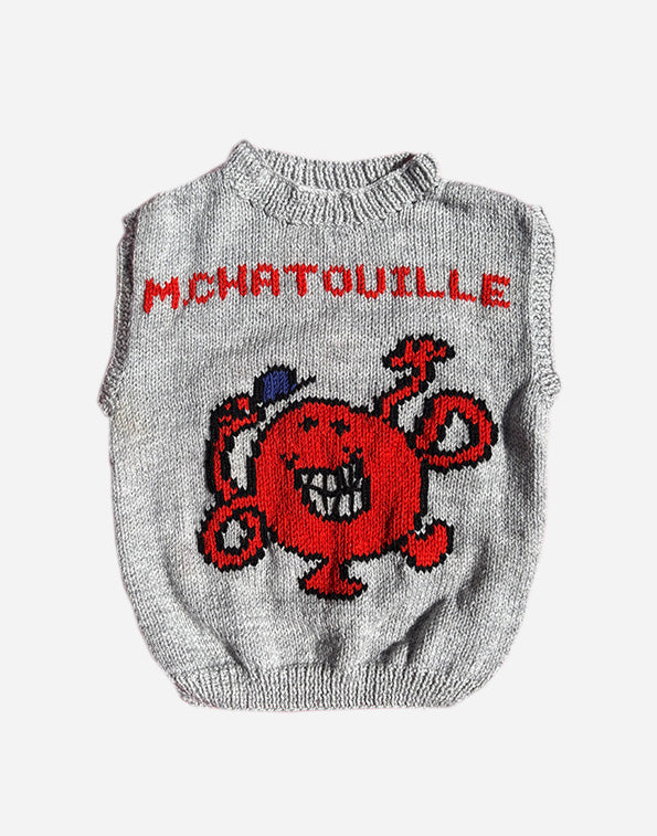 PULL SANS MANCHES - MR CHATOUILLE - GRIS - 4 ANS