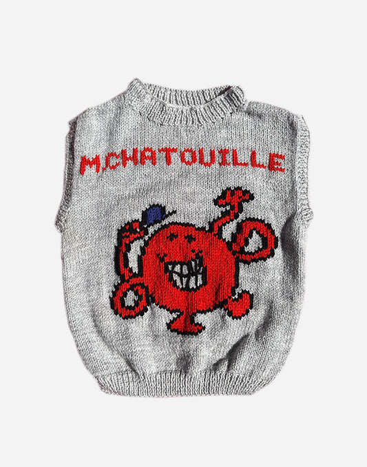 PULL SANS MANCHES - MR CHATOUILLE - GRIS - 4 ANS