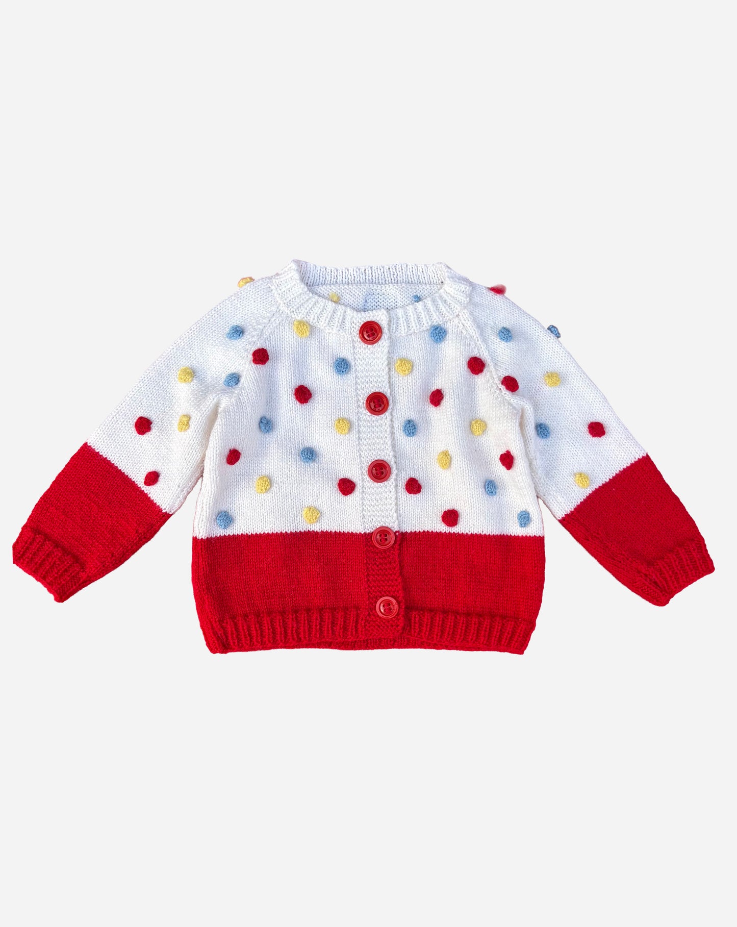 GILET À POMPONS ROUGE