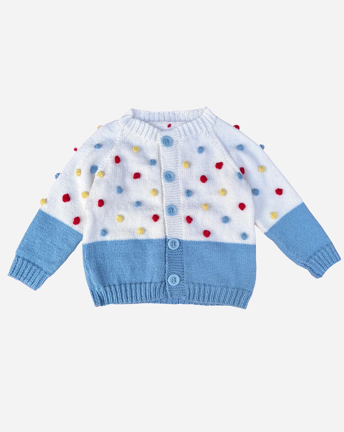 GILET À POMPONS BLEU